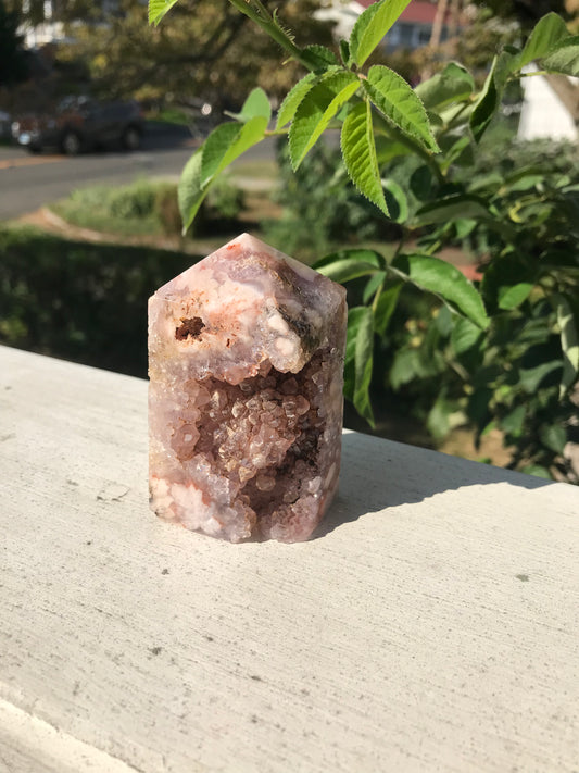 Pink Amethyst Flower Agate Tower