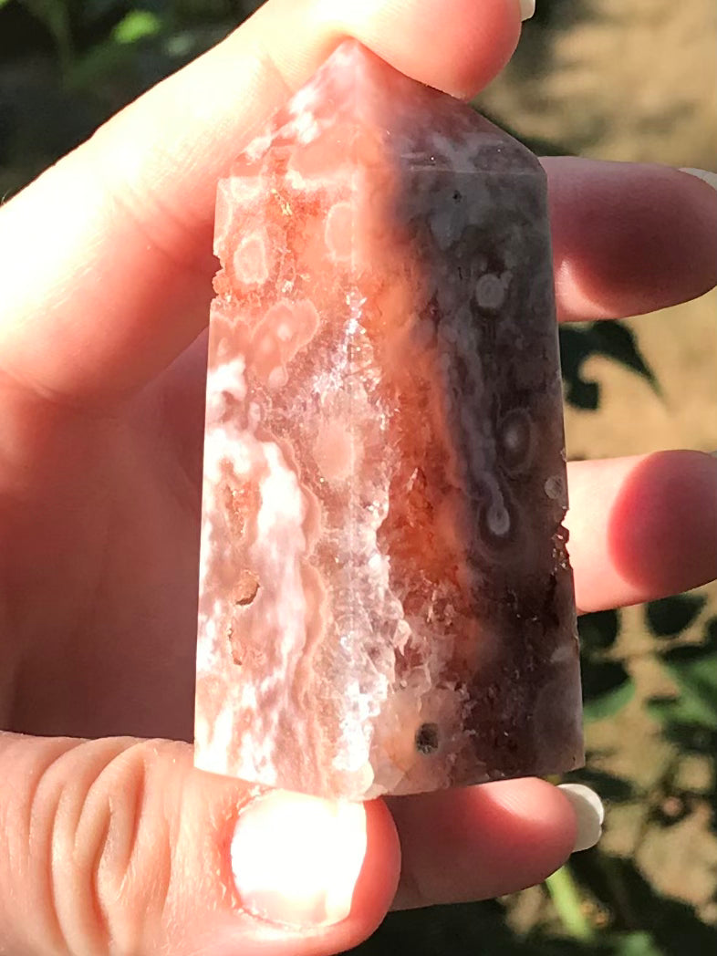 Pink Amethyst Flower Agate Tower