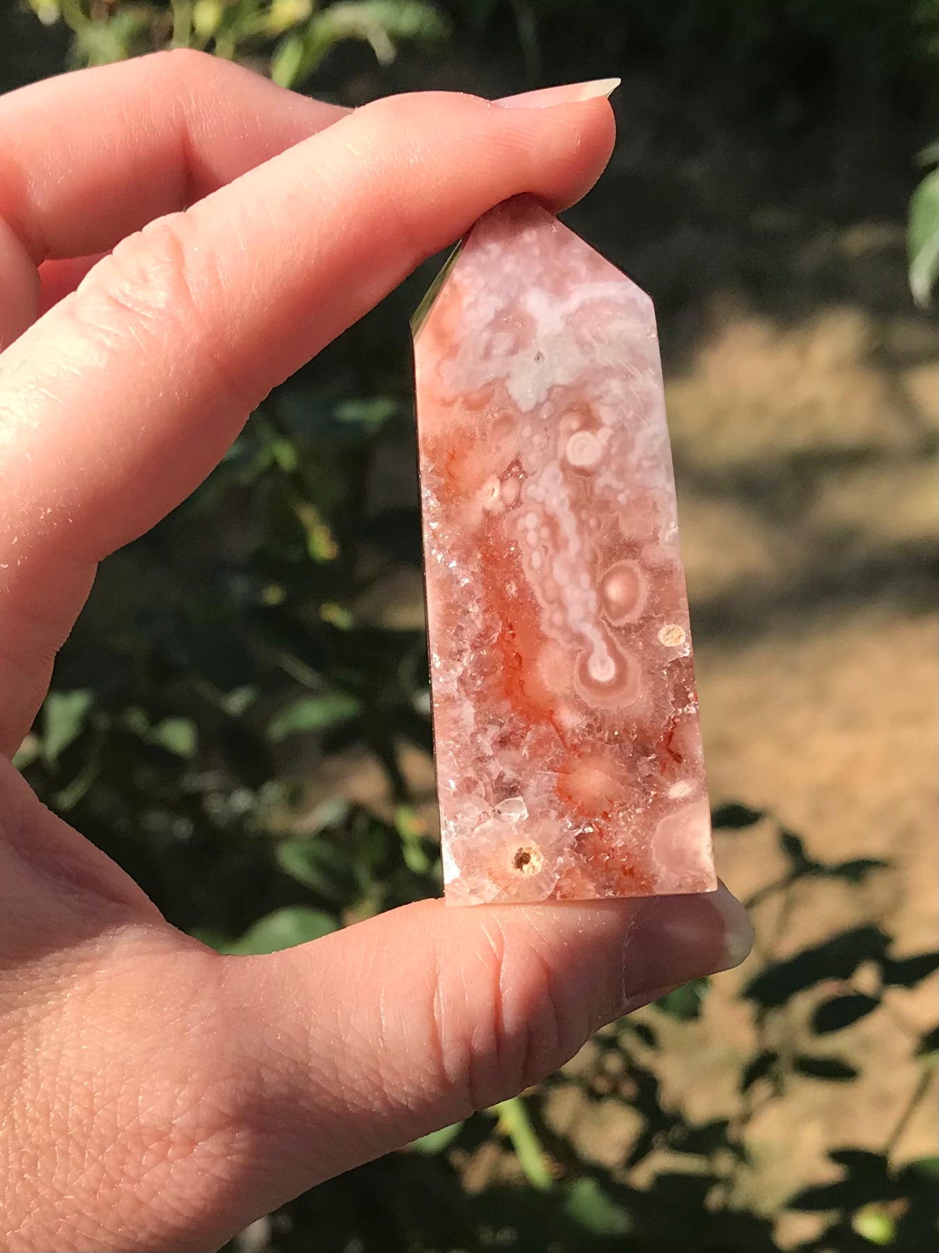 Pink Amethyst Flower Agate Tower