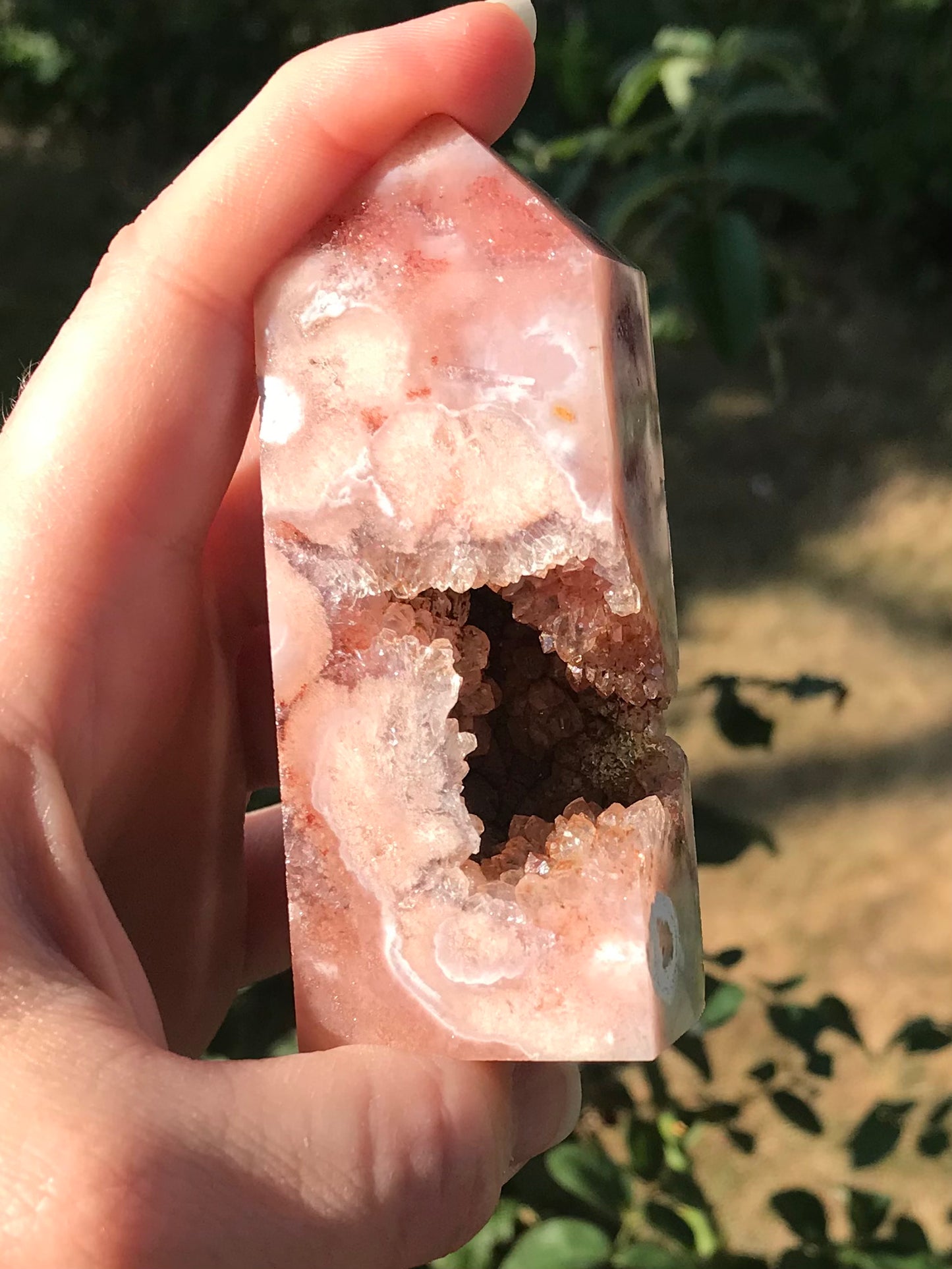 Pink Amethyst Flower Agate Tower