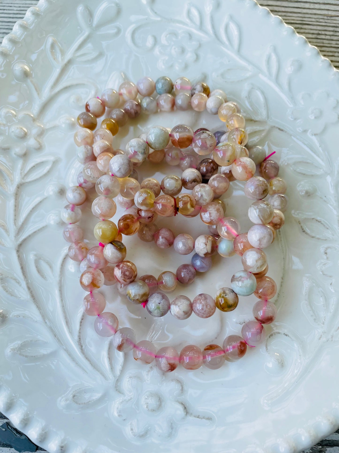 Flower Agate Bracelets