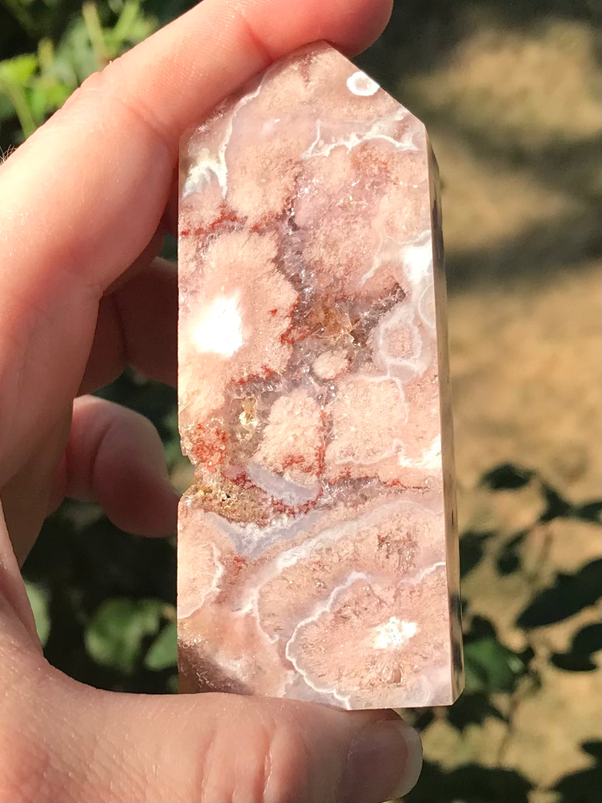 Pink Amethyst Flower Agate Tower