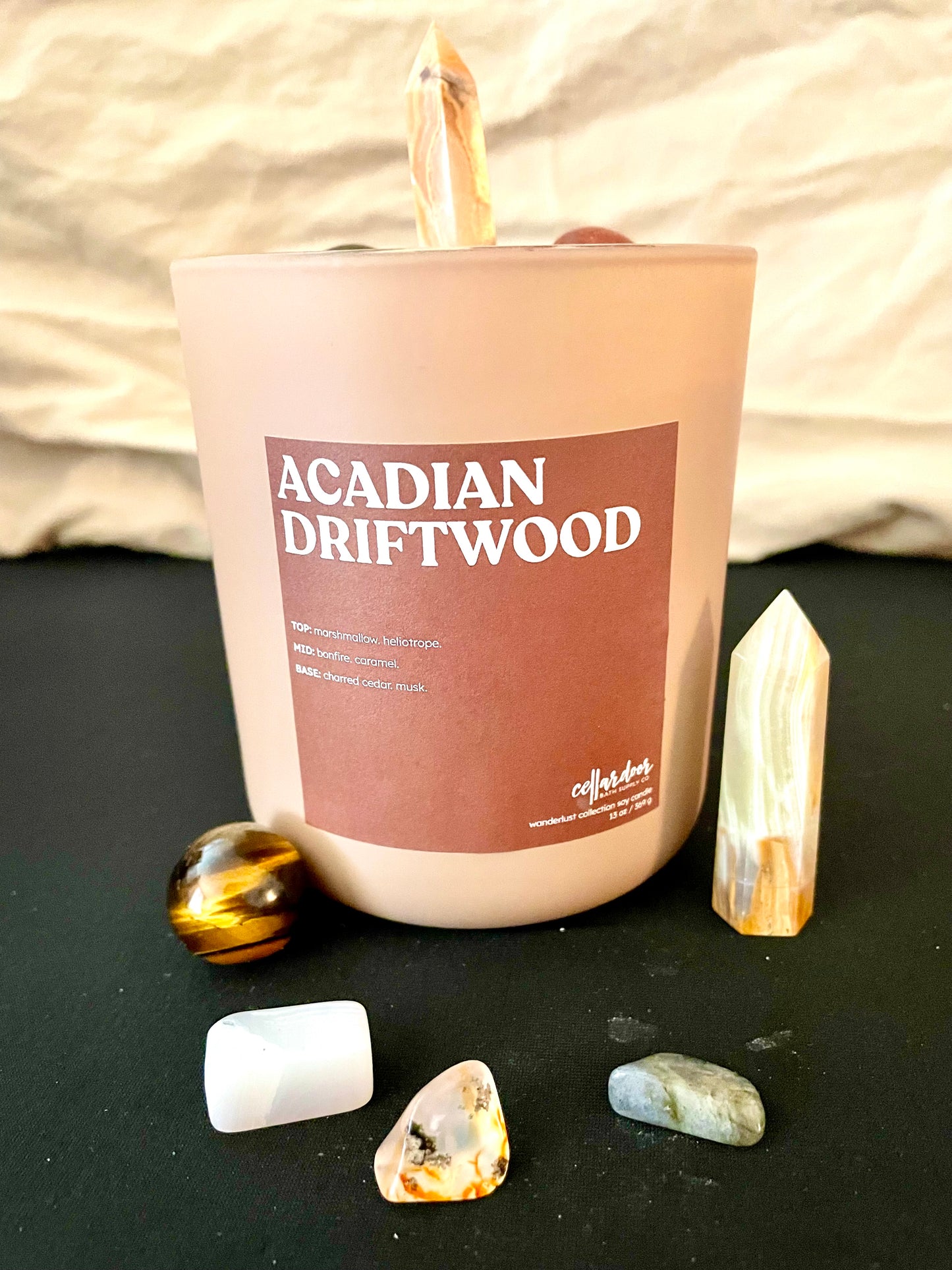 Acadian Driftwood Crystal Candle