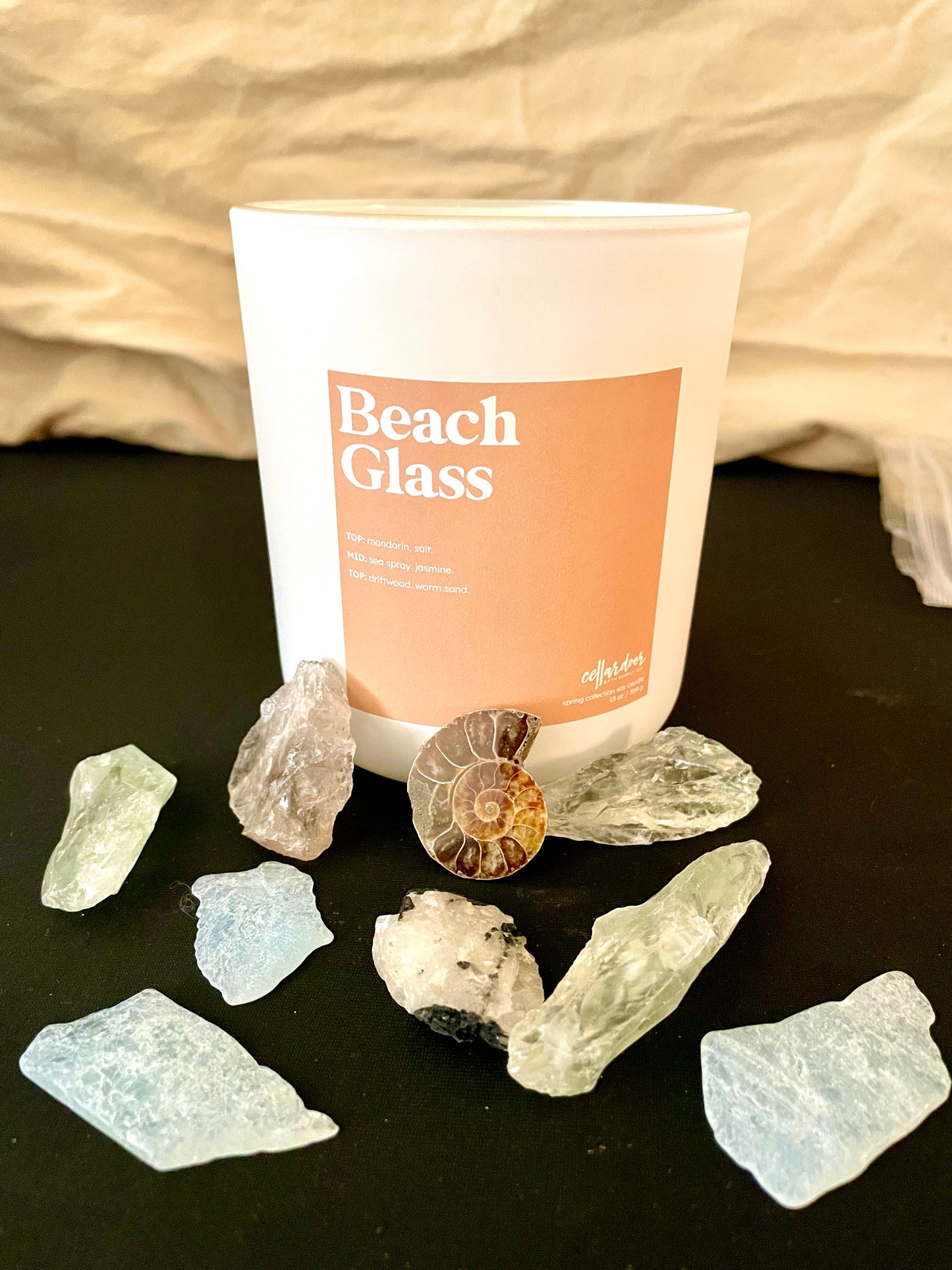 Beach Glass Crystal Candle