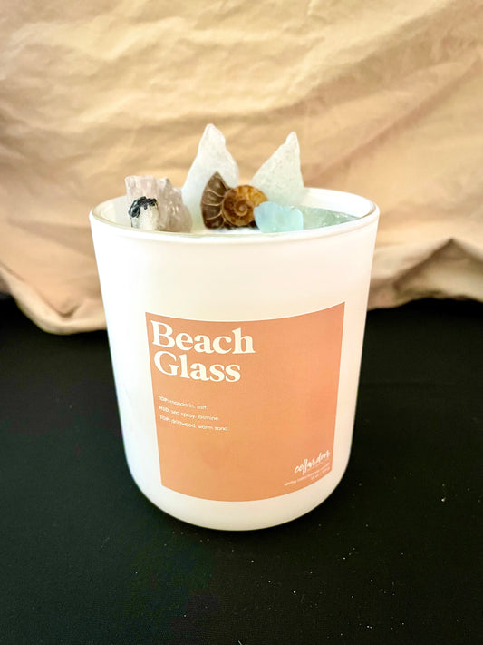 Beach Glass Crystal Candle