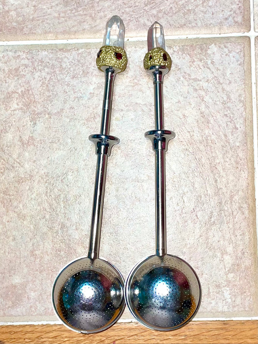 Clear Quartz Retractable Loose Leaf Tea Spoon