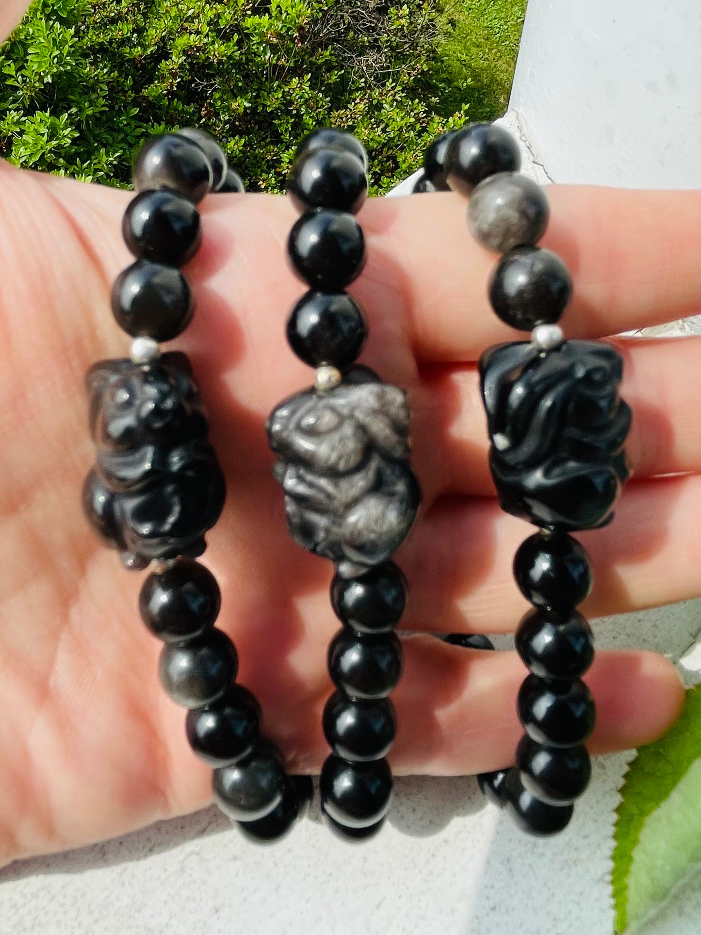 Silver Sheen Obsidian Rabbit Bracelet