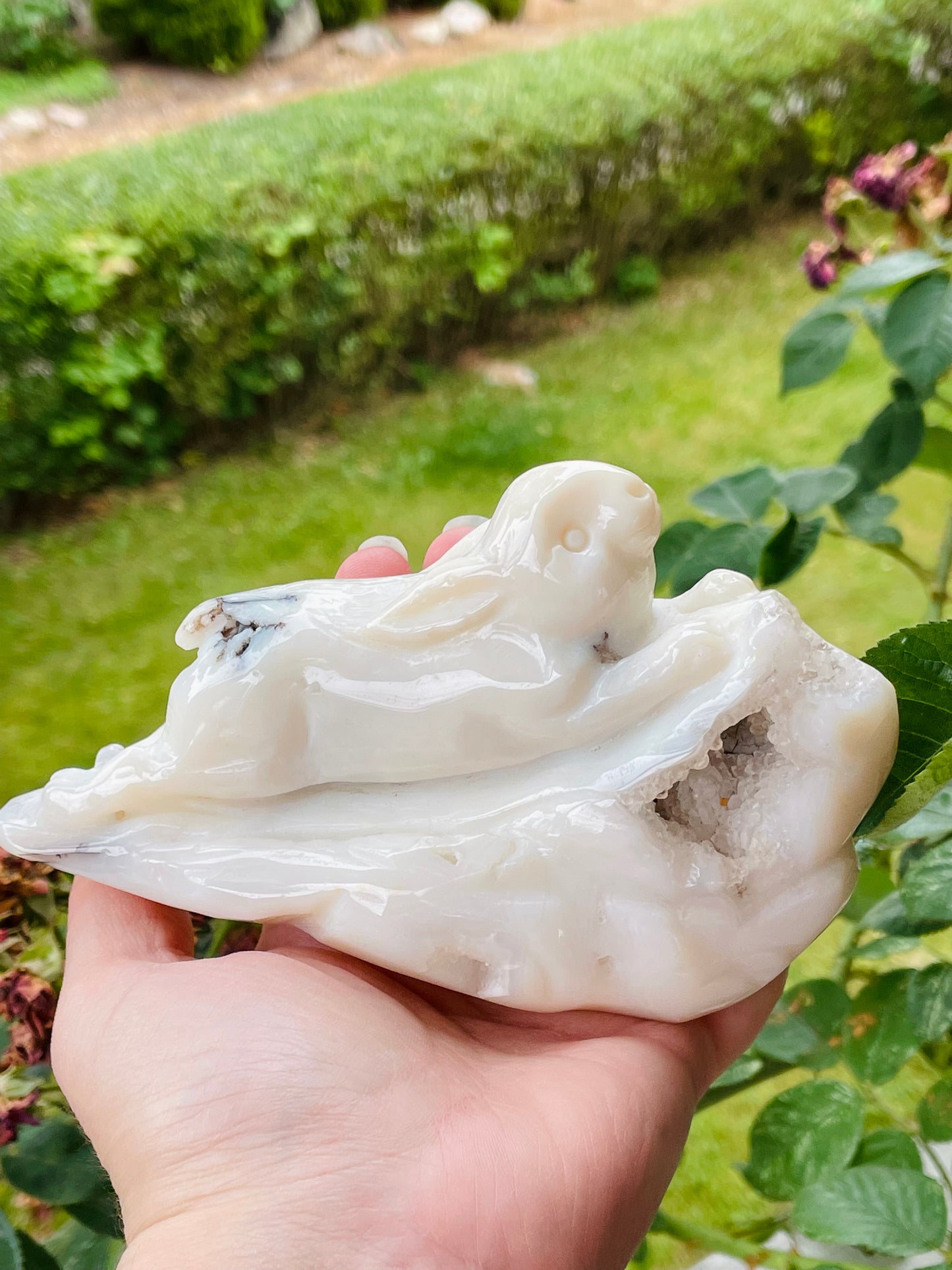 White Druzy Agate Rabbit