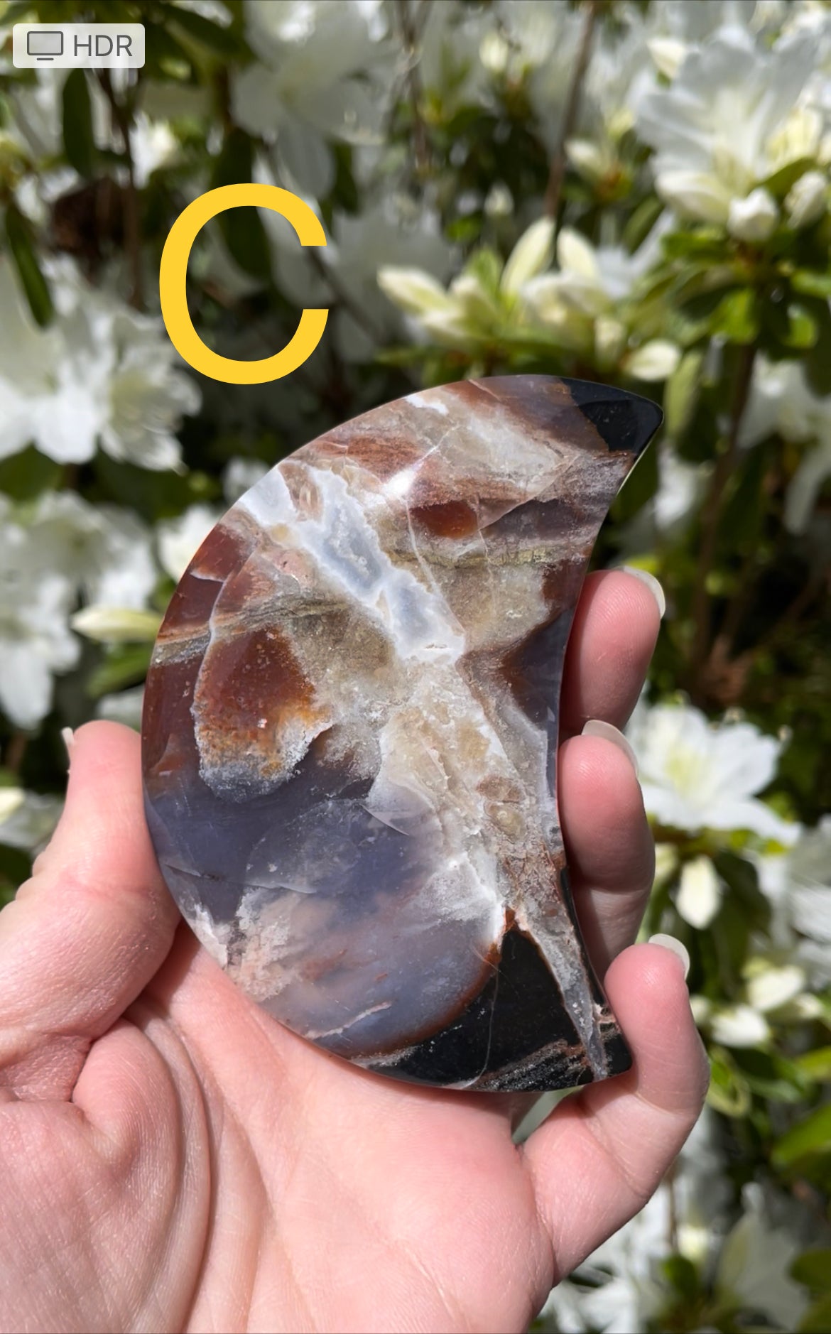 Moonstone/Sunstone & Agate Moon