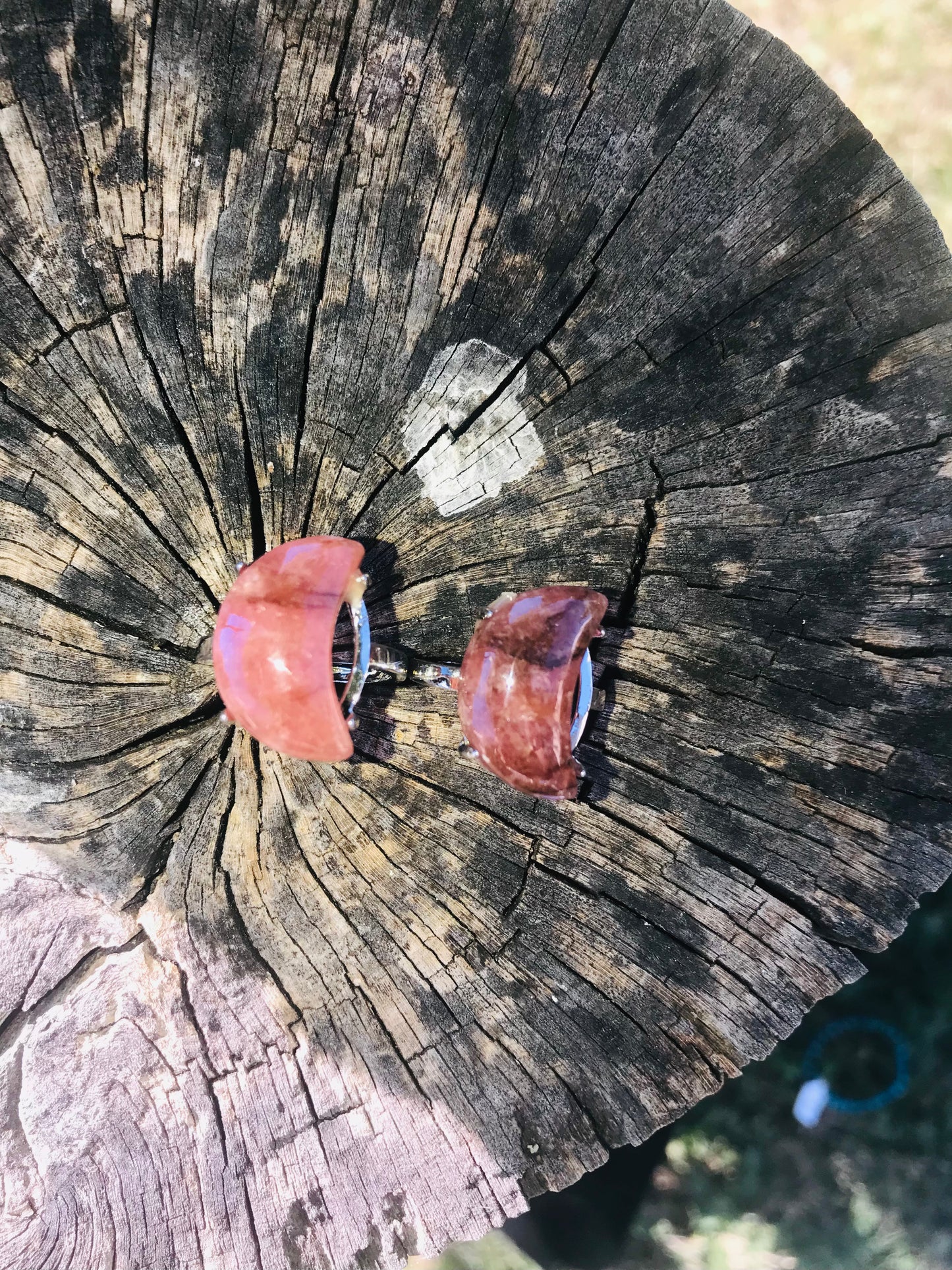 Strawberry Quartz Moon Rings