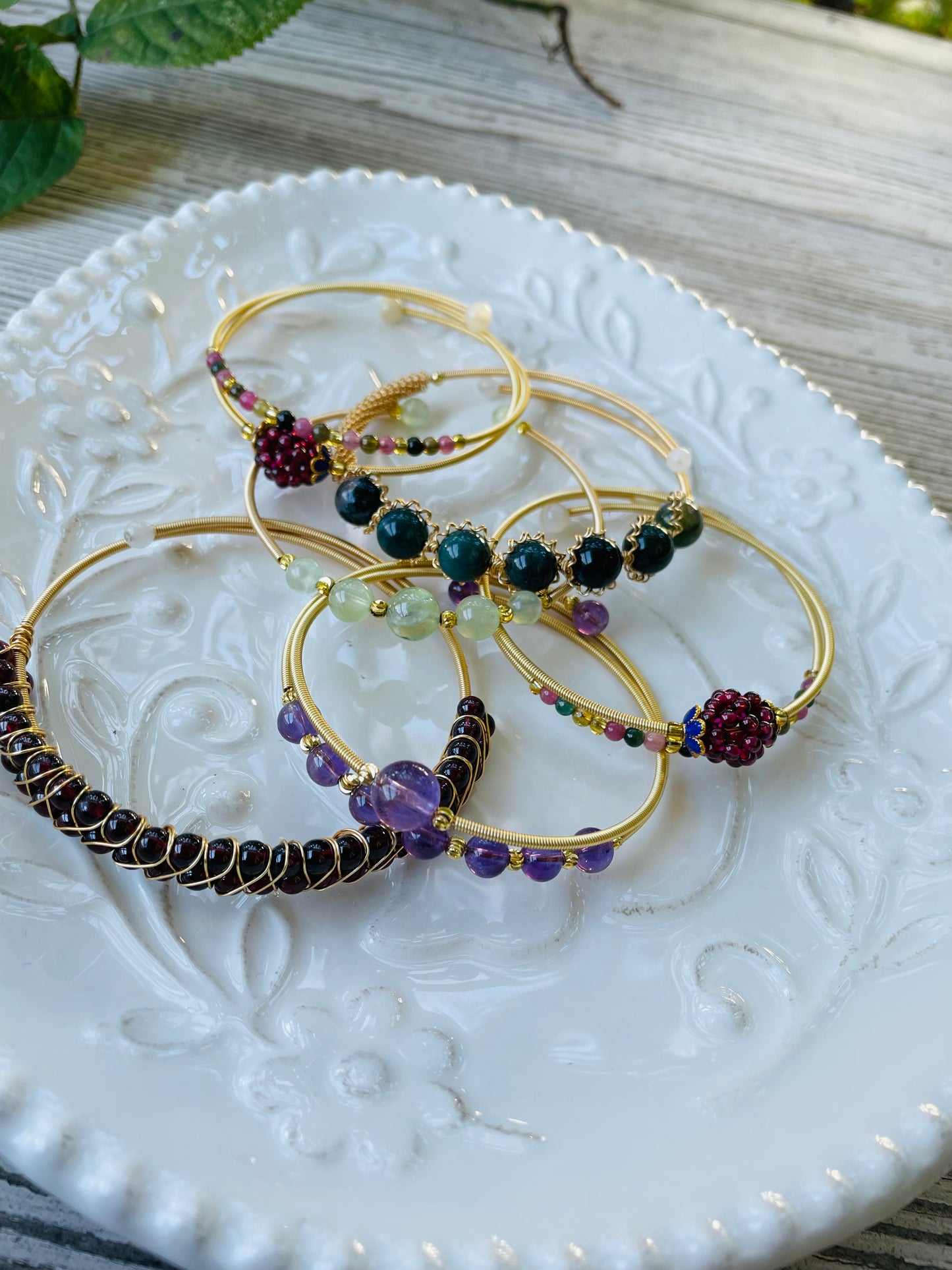 Rainbow Tourmaline Bangle Bracelets