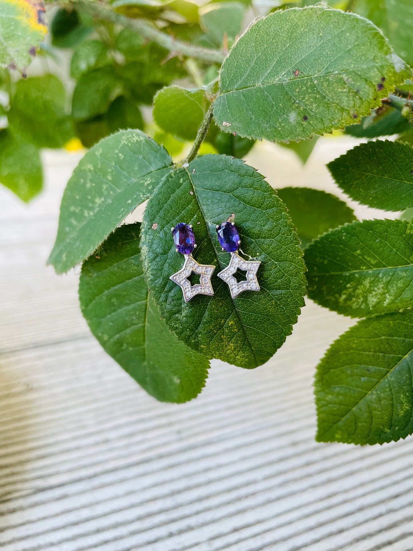 Amethyst Star Earrings