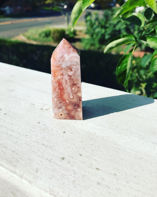 Pink Amethyst Flower Agate Tower