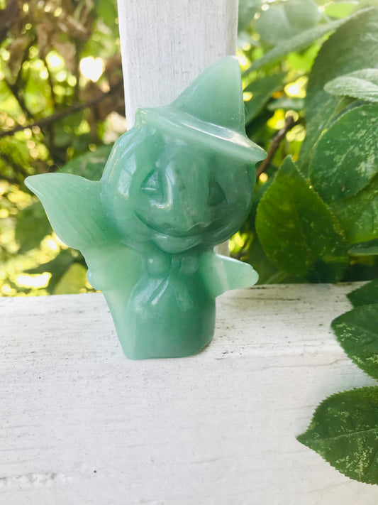 Green Aventurine Pumpkin Witch