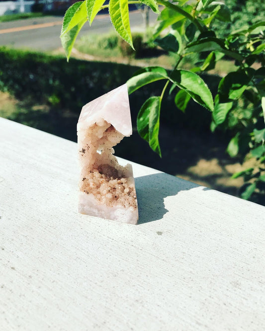 Pink Amethyst Flower Agate Tower