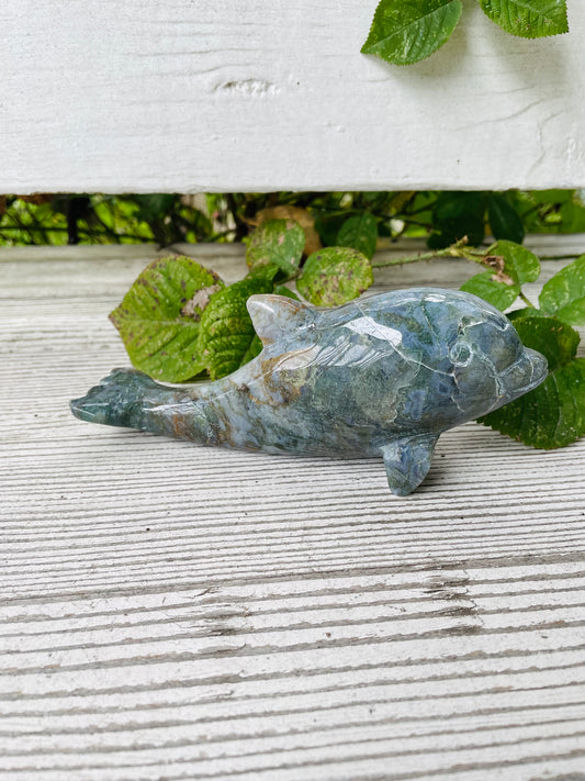 Moss Agate Dolphin