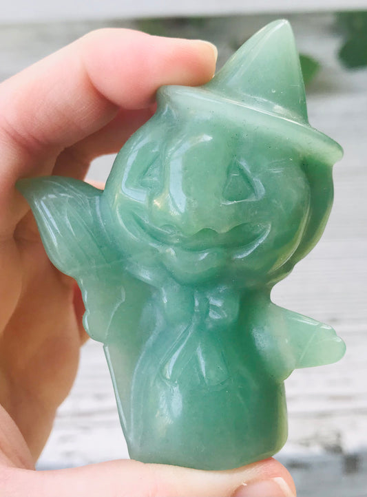 Green Aventurine Pumpkin Witch