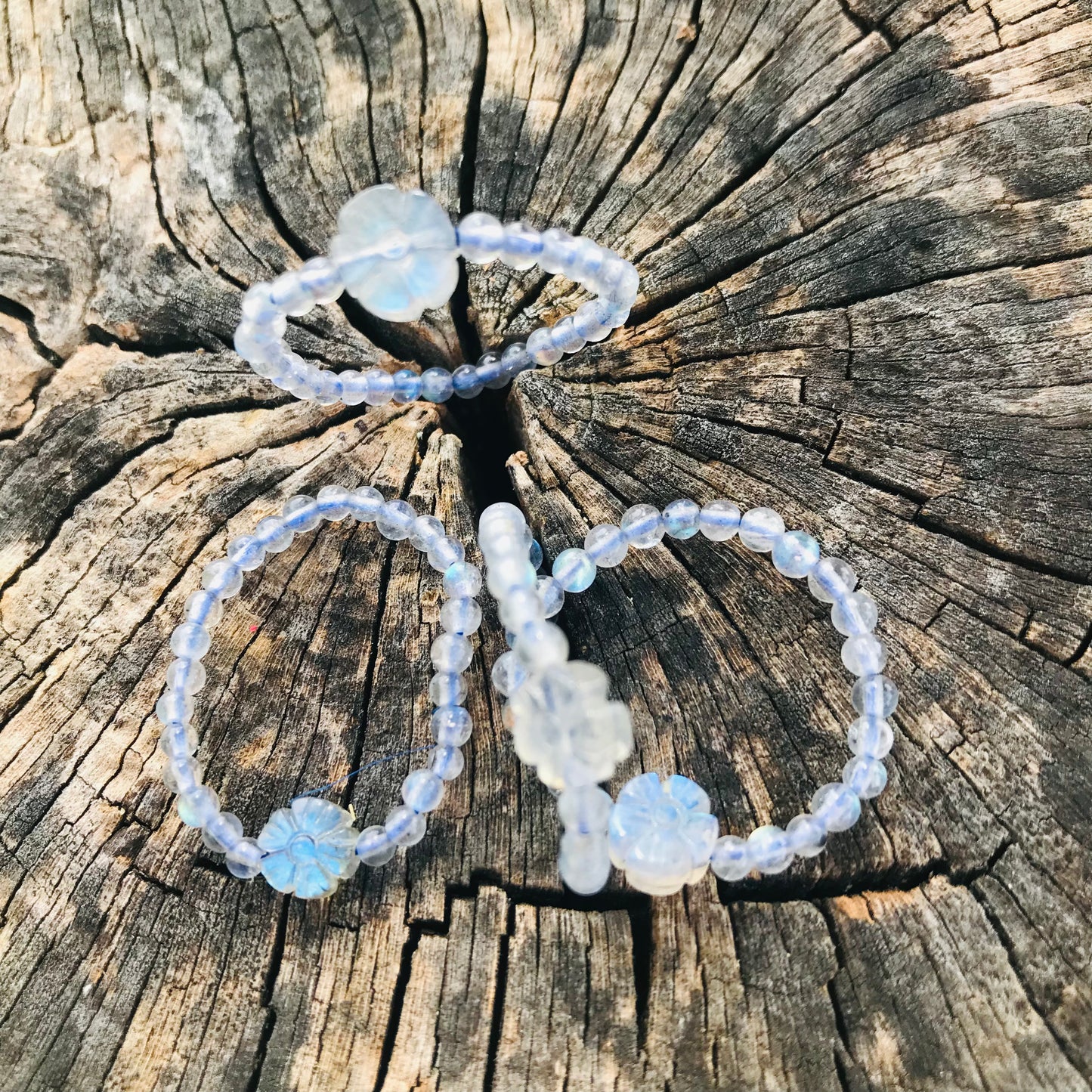 Labradorite Bead Flower Ring