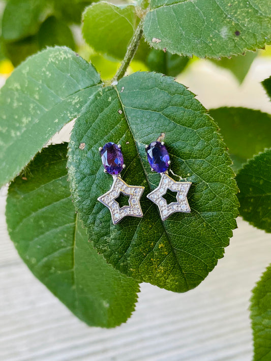 Amethyst Star Earrings