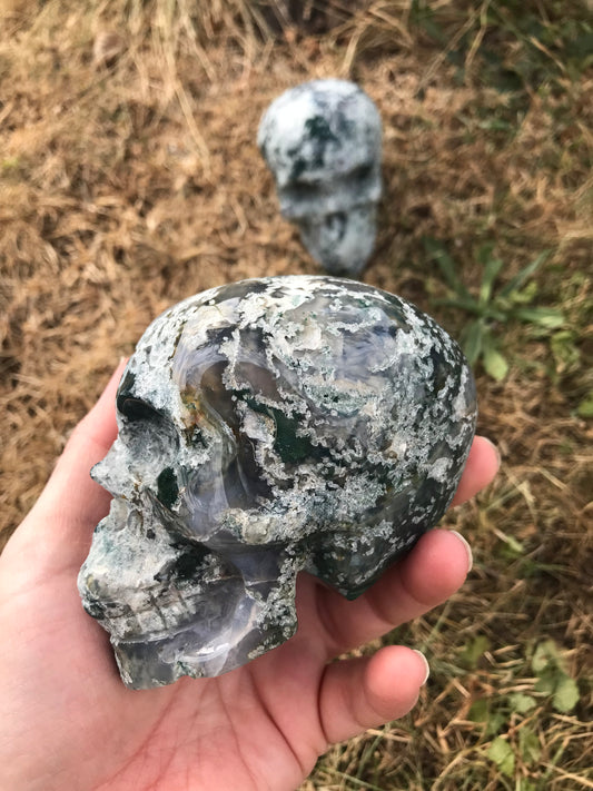 Moss Agate skulls