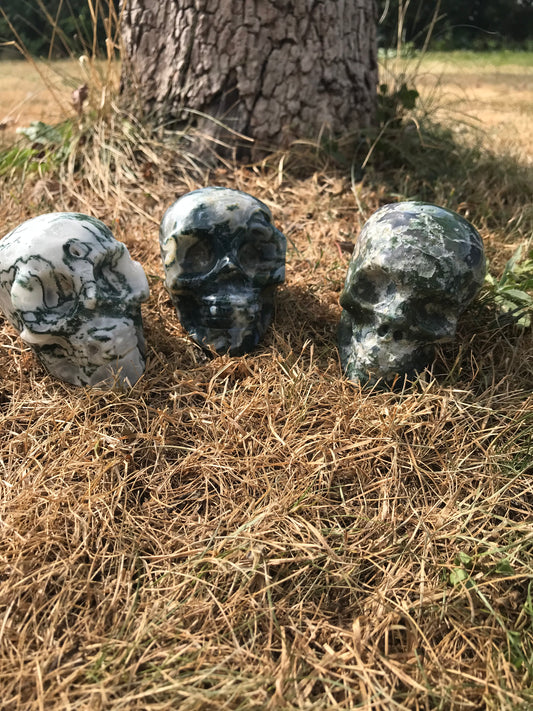 Moss Agate skull