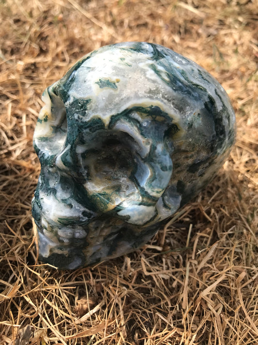 Moss Agate skull