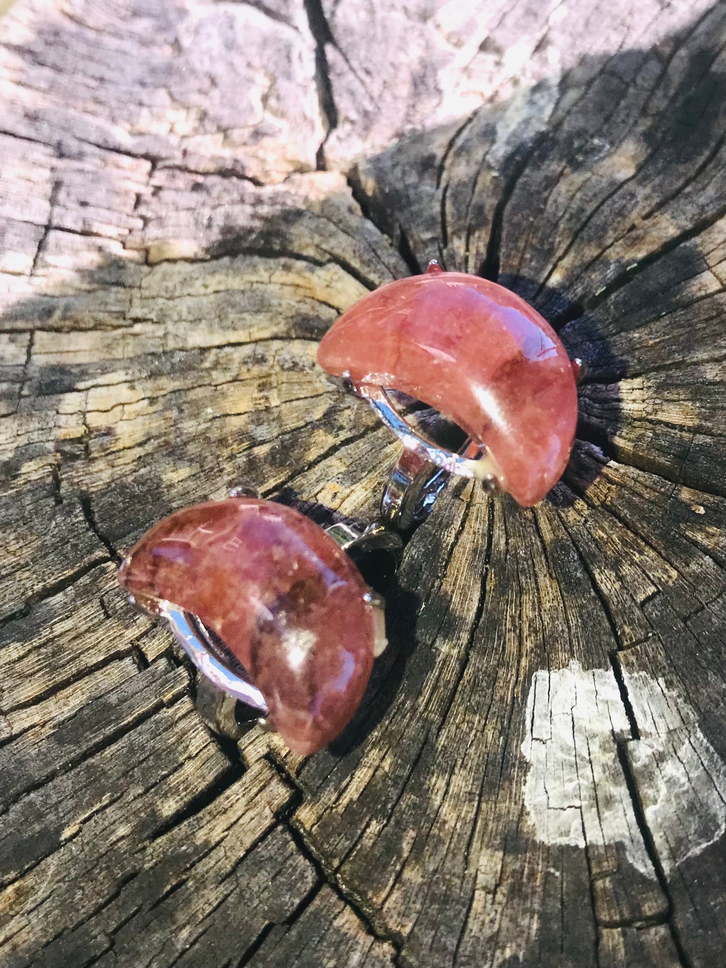 Strawberry Quartz Moon Rings