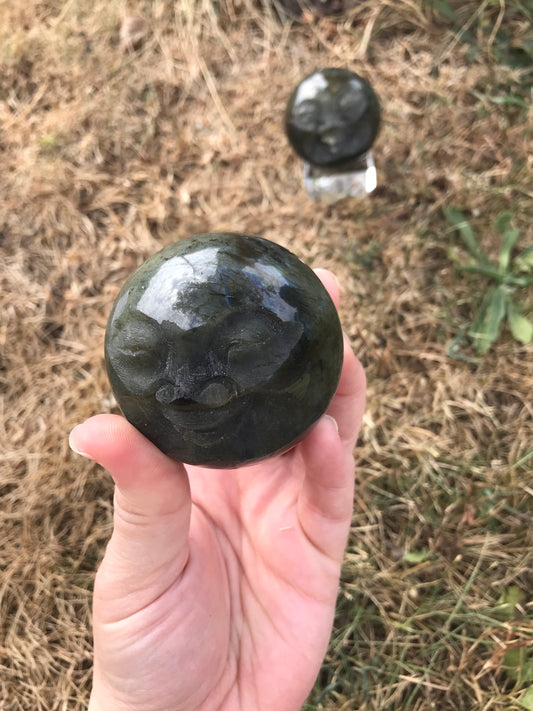 Labradorite Moon Face Sphere