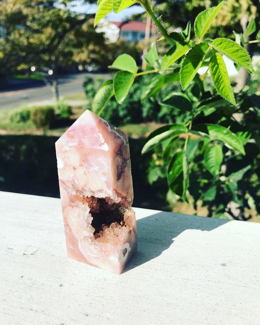 Pink Amethyst Flower Agate Tower