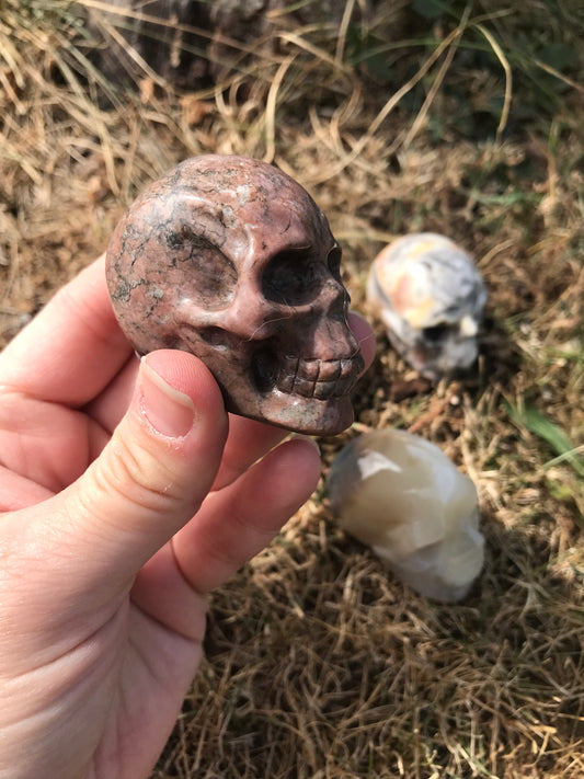 Rhodonite Skull