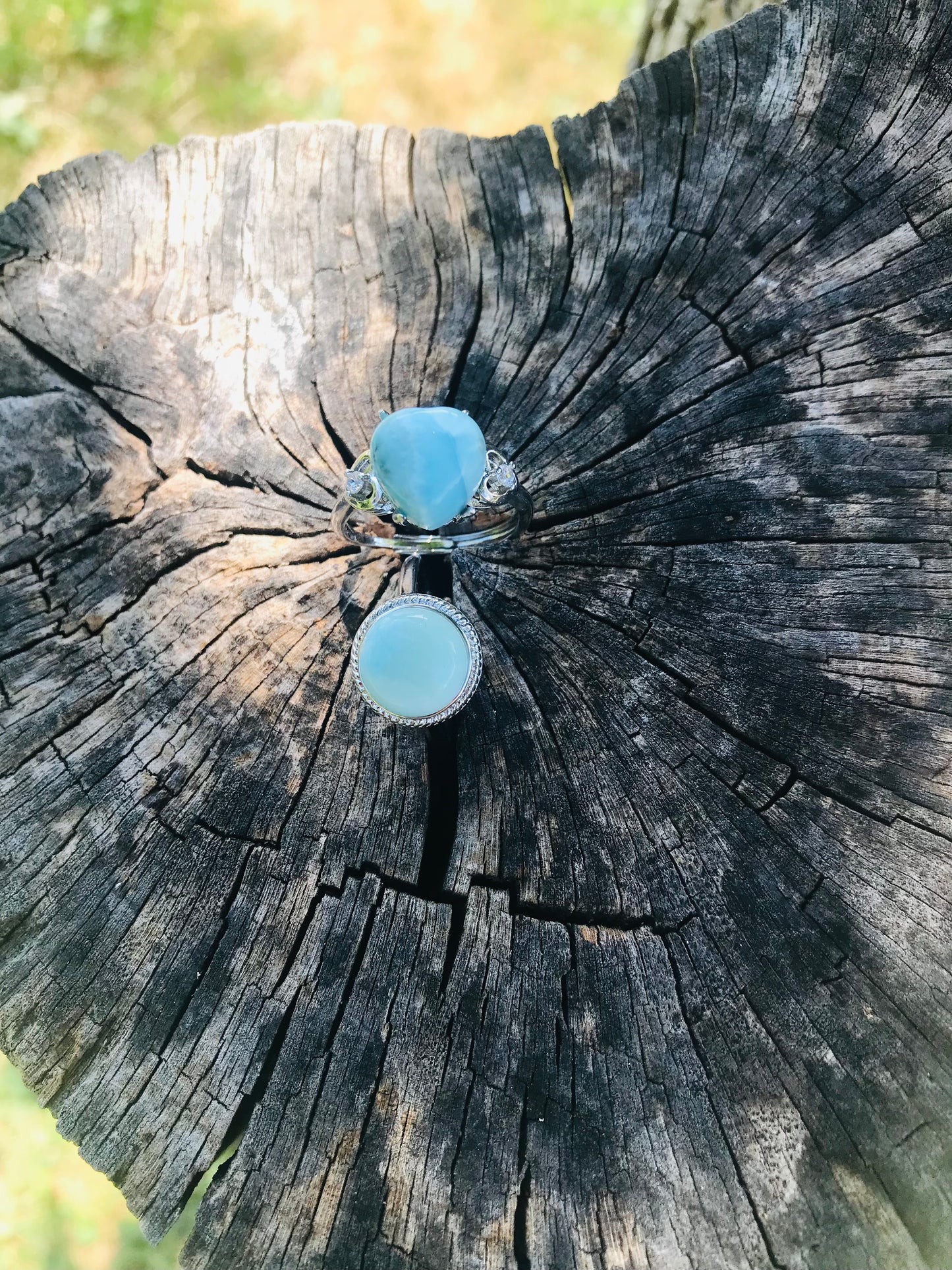 Larimar Heart Rings