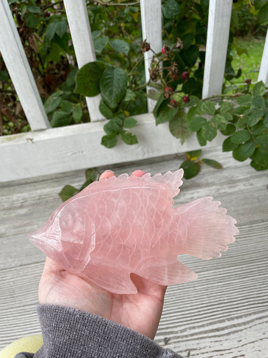 REPAIRED: Rose Quartz Fish