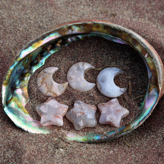 Flower Agate Moons & Stars